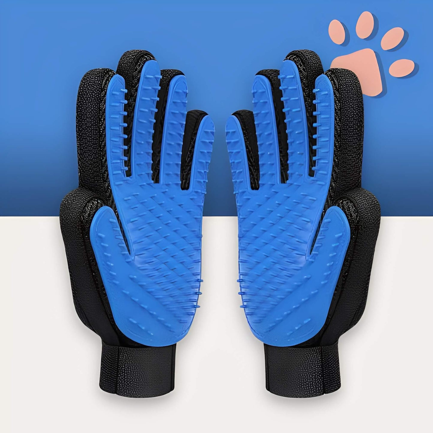 Brosse pour Chat ou Chien Gant de toilettage JuJuGantBrosse bleu gauche droite