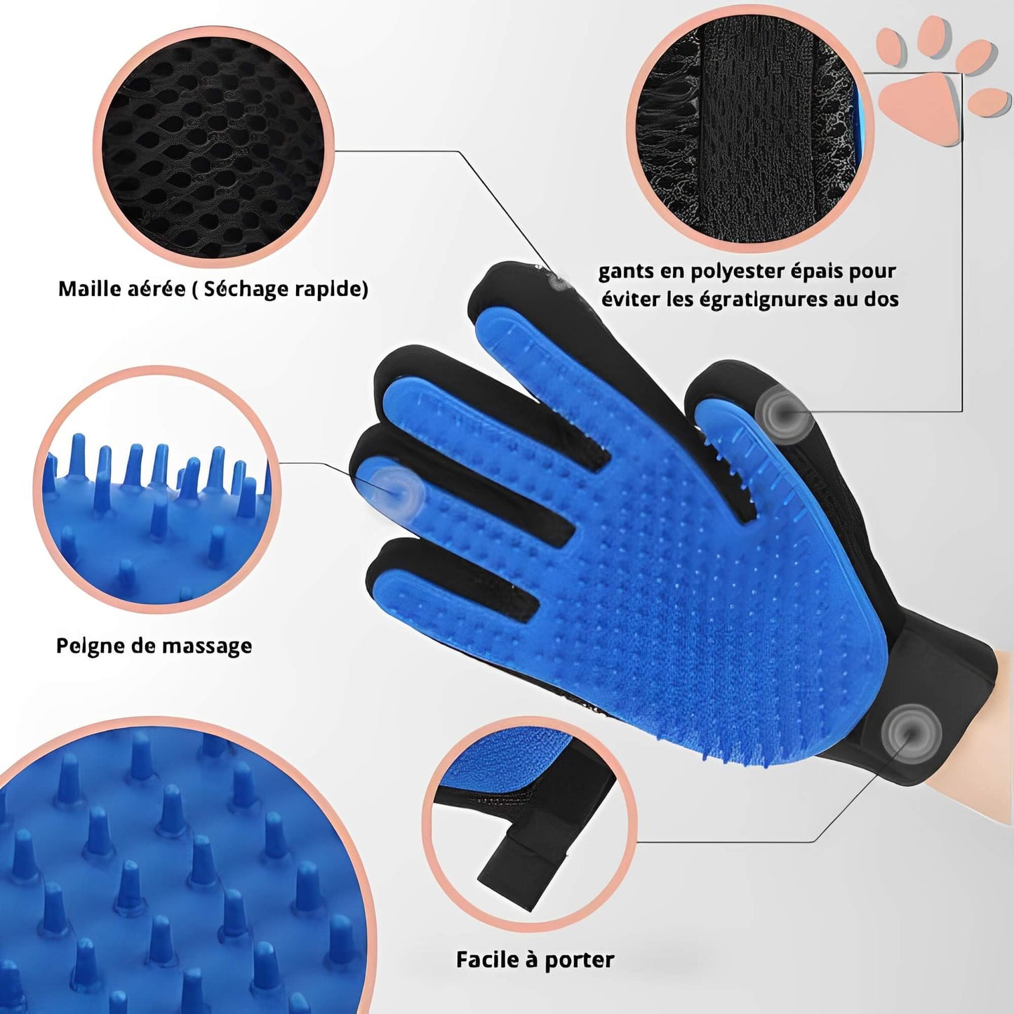 Brosse pour Chat ou Chien Gant de toilettage JuJuGantBrosse details