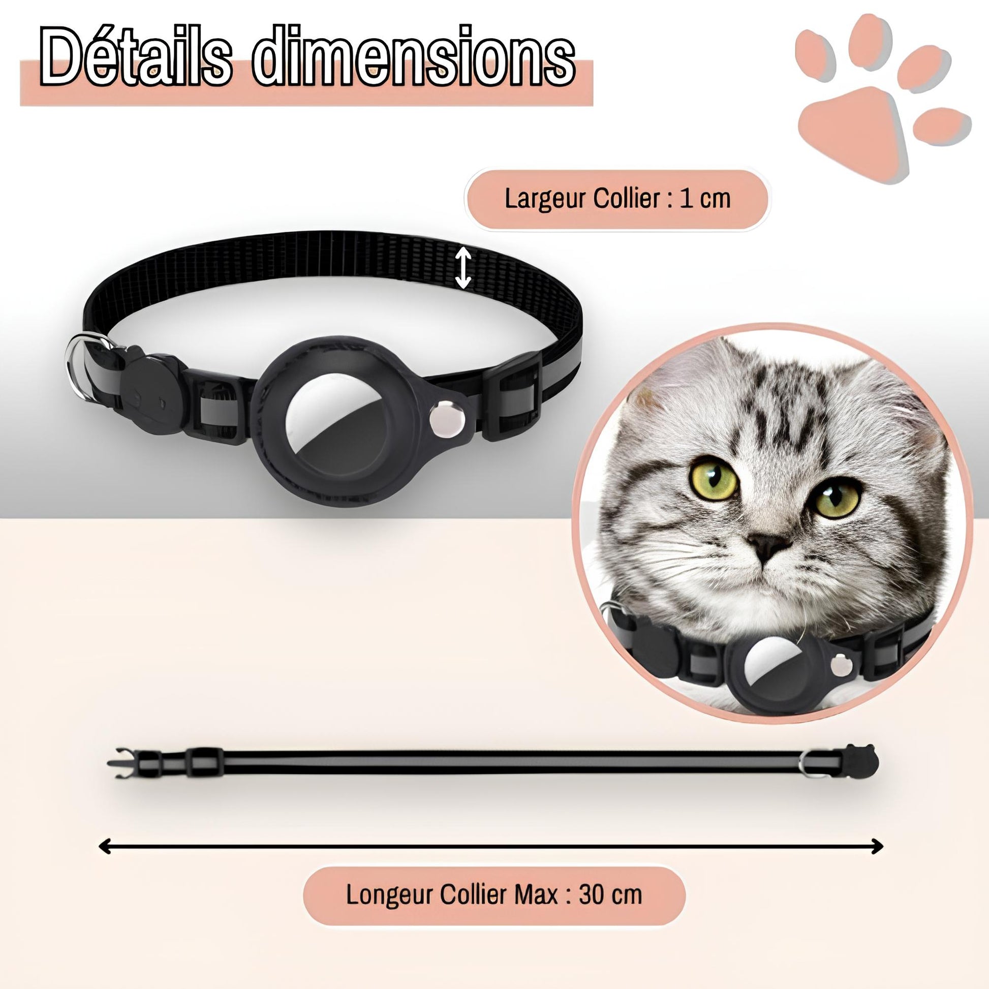 Collier chat pour airtag jujufindcat02 la niche de jules dimensions