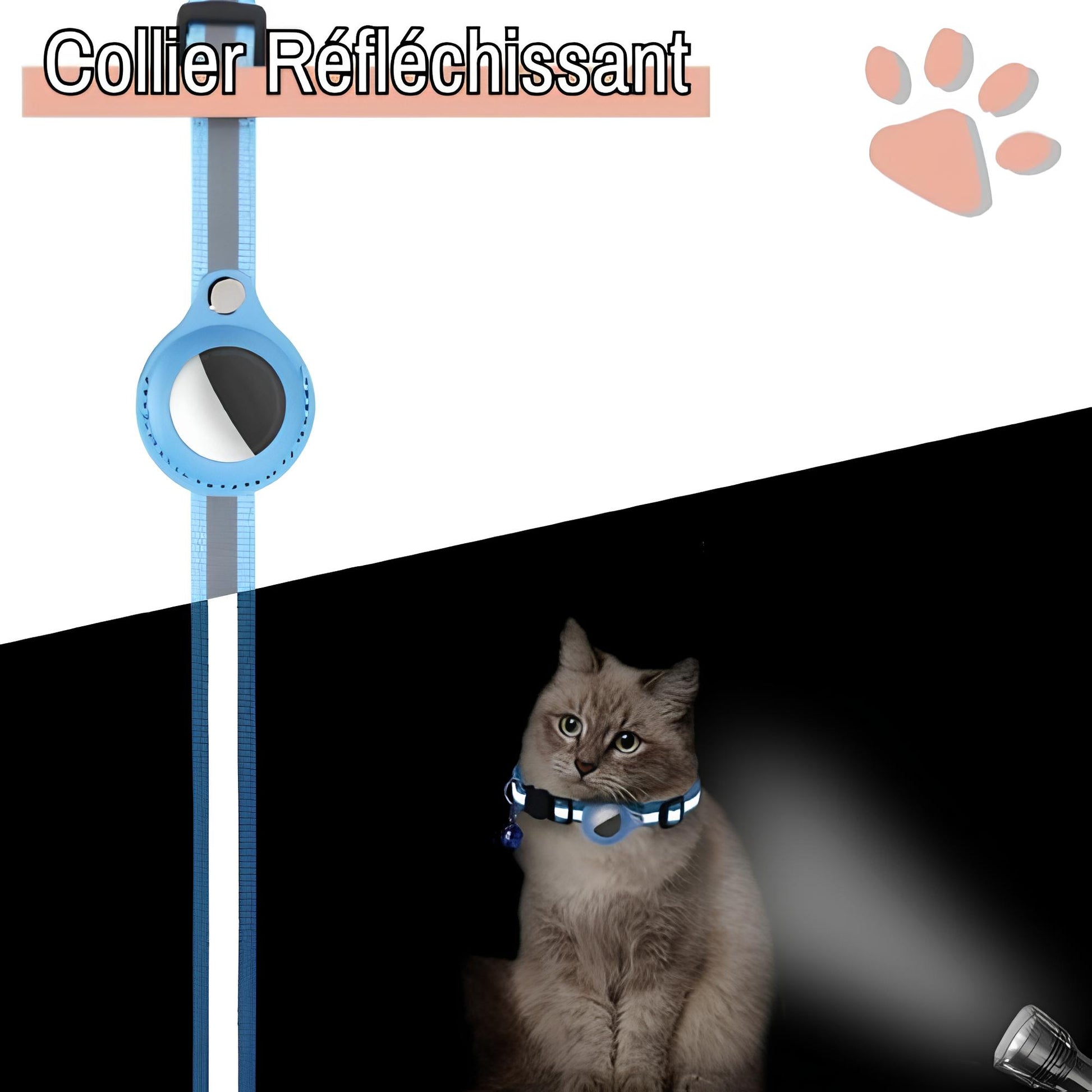 Collier chat pour airtag jujufindcat02 la niche de jules collier réfléchissant