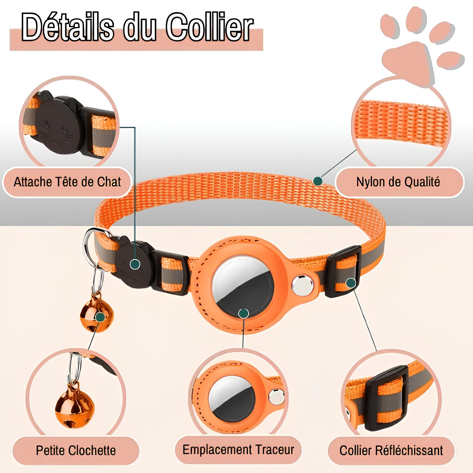 Collier chat pour airtag jujufindcat02 la niche de jules détails collier