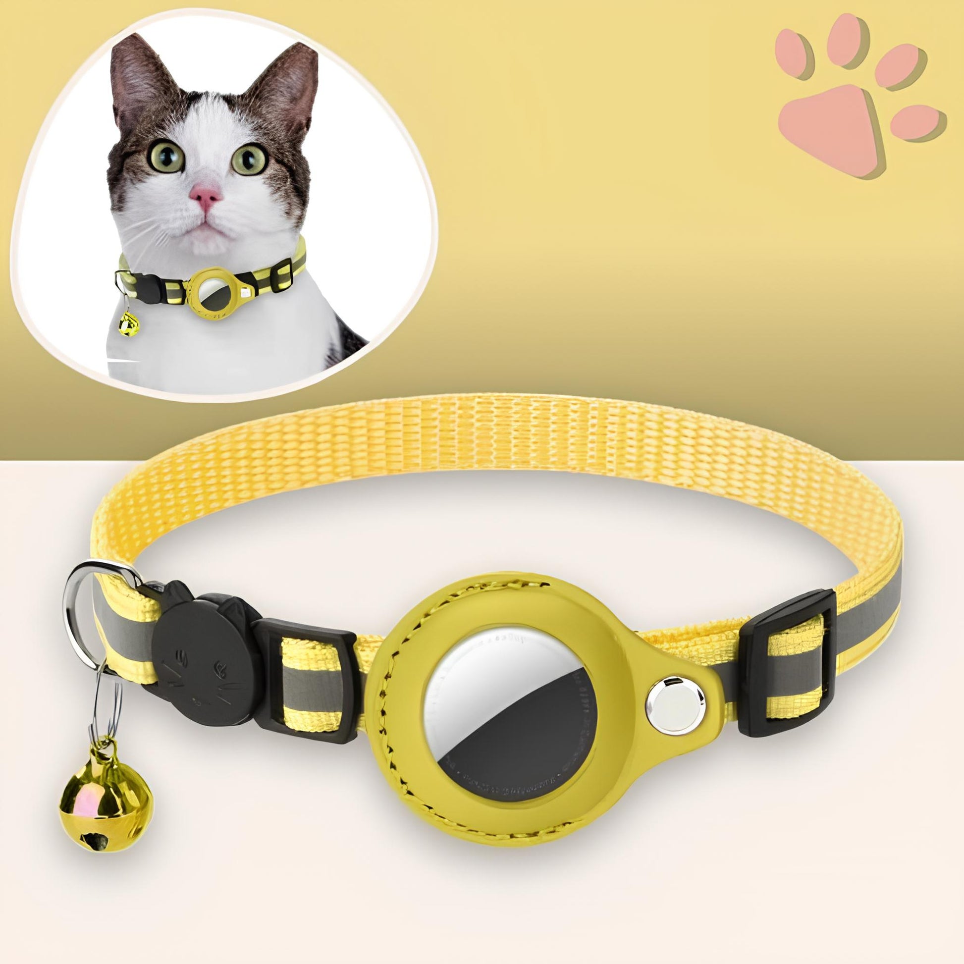 Collier chat pour airtag jujufindcat02 la niche de jules jaune