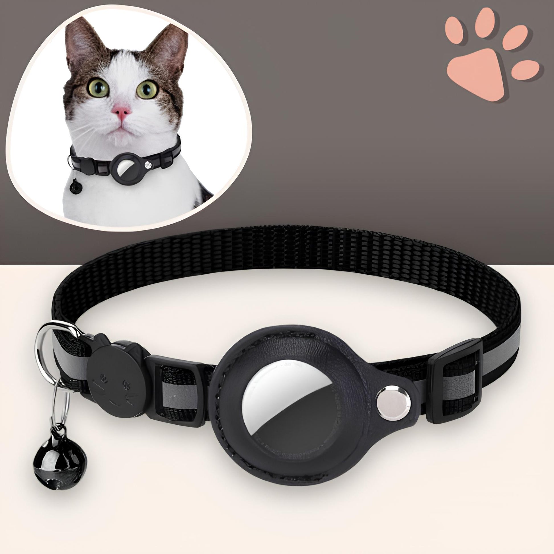 Collier chat pour airtag jujufindcat02 la niche de jules noir