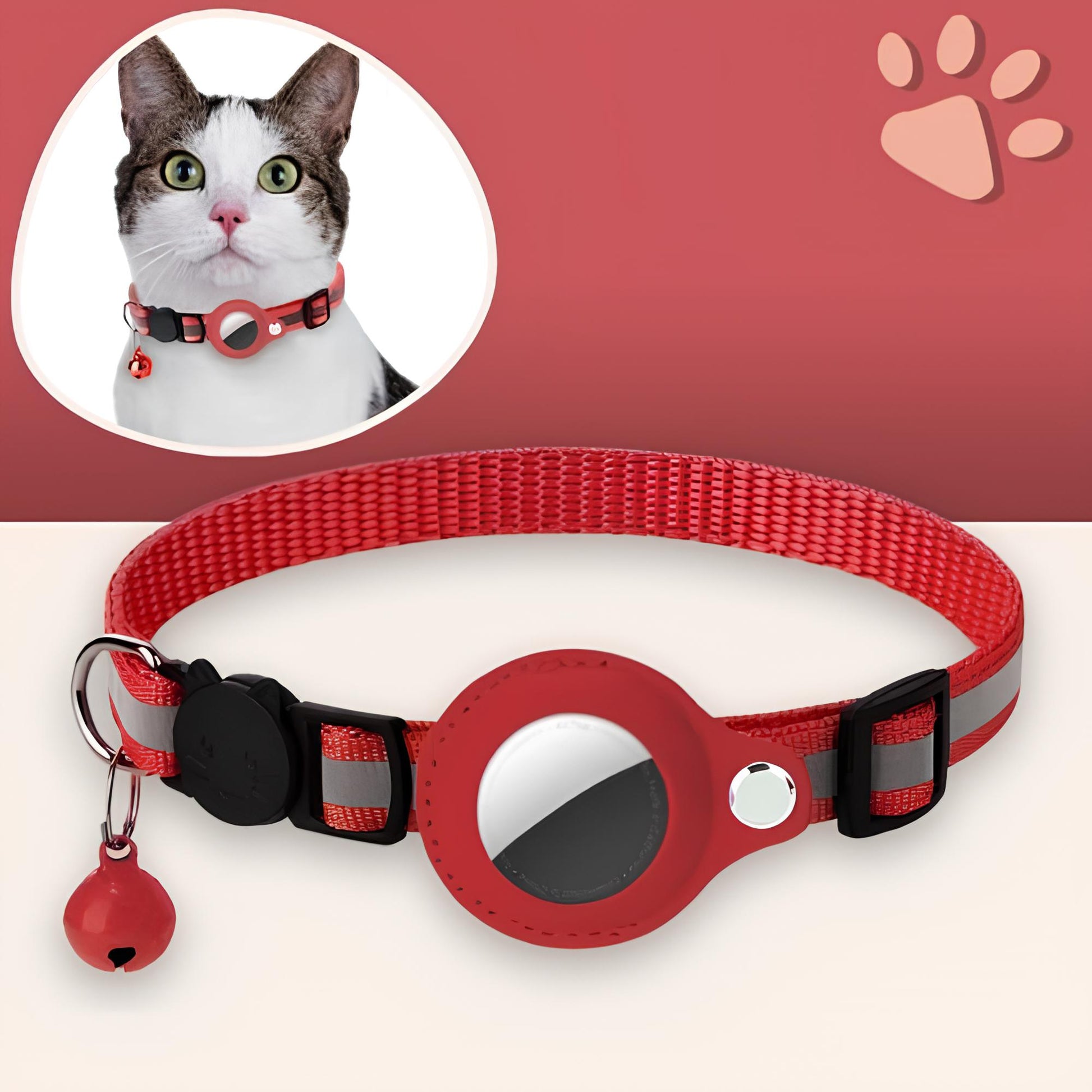 Collier chat pour airtag jujufindcat02 la niche de jules rouge