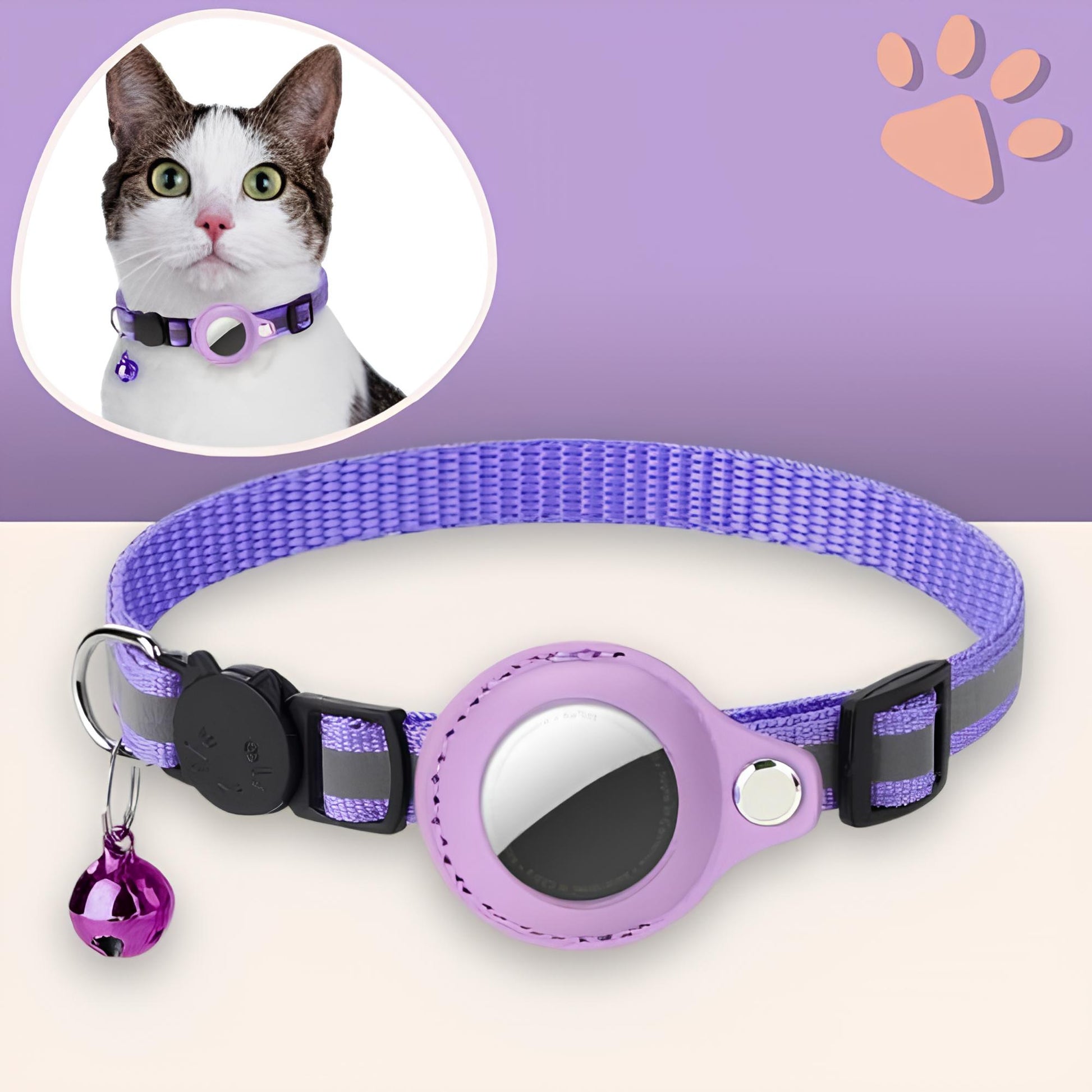 Collier chat pour airtag jujufindcat02 la niche de jules mauve