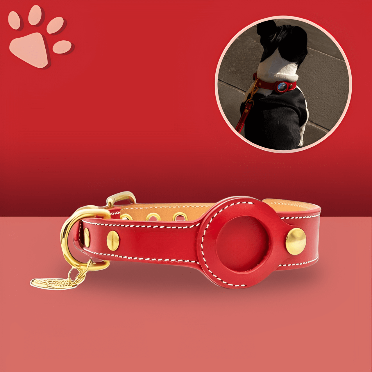 Collier Chien de Luxe pour AirTag la niche de jules jujufinddogluxe rouge