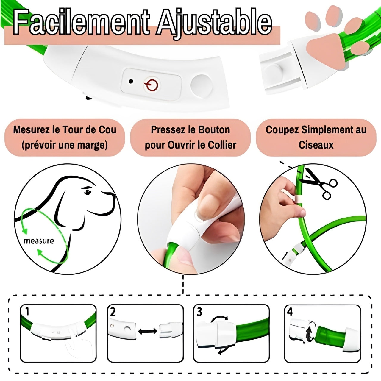 Collier lumineux pour chien la niche de jules jujulumcollar ajustement facile