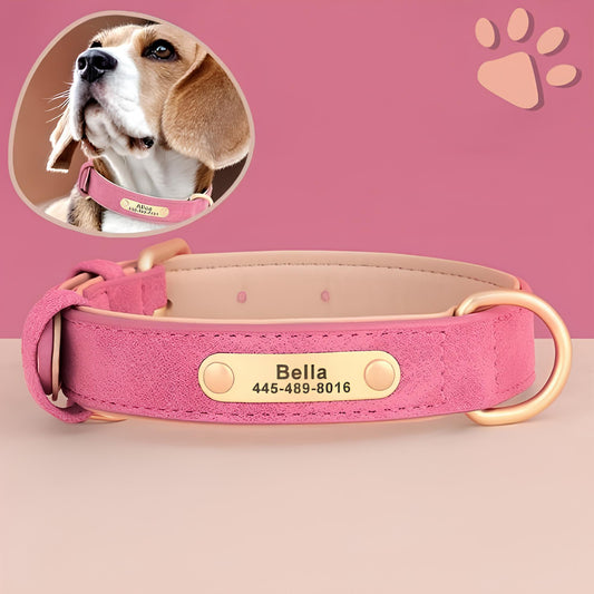 Collier personnalise pour chien nom personnalisable la niche de jules jujudeluxename2 rose