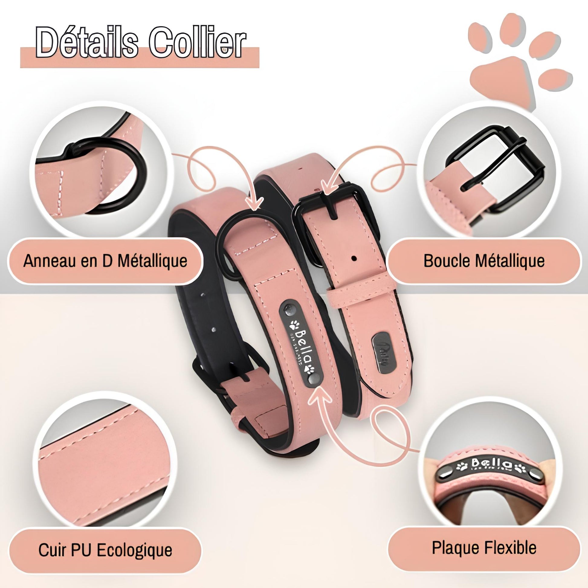Collier personnalise pour chien nom personnalisable la niche de jules jujusecurename détails collier