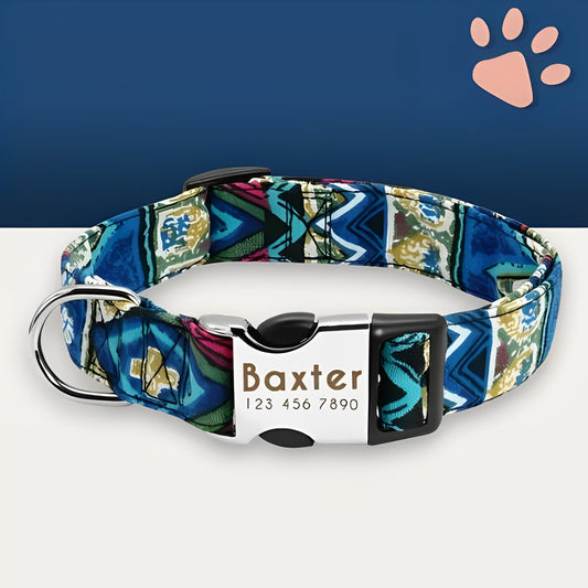 Collier pour chien personnalisé prénom téléphone personnalisable la niche de jules jujucollartag5 bleu