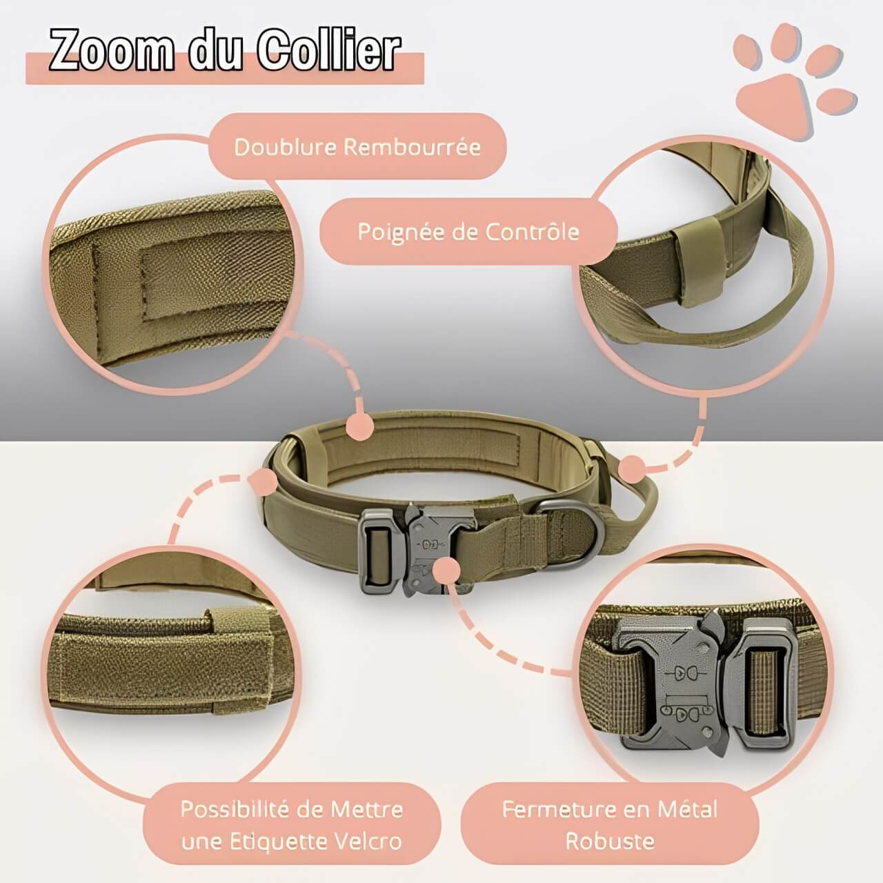 Collier tactique pour chien style militaire la niche de jules jujutactikmilitaire zoom collier