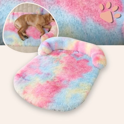 Coussin pour chien déhoussable imperméable JujuRelaxBed la niche de jules arc en ciel
