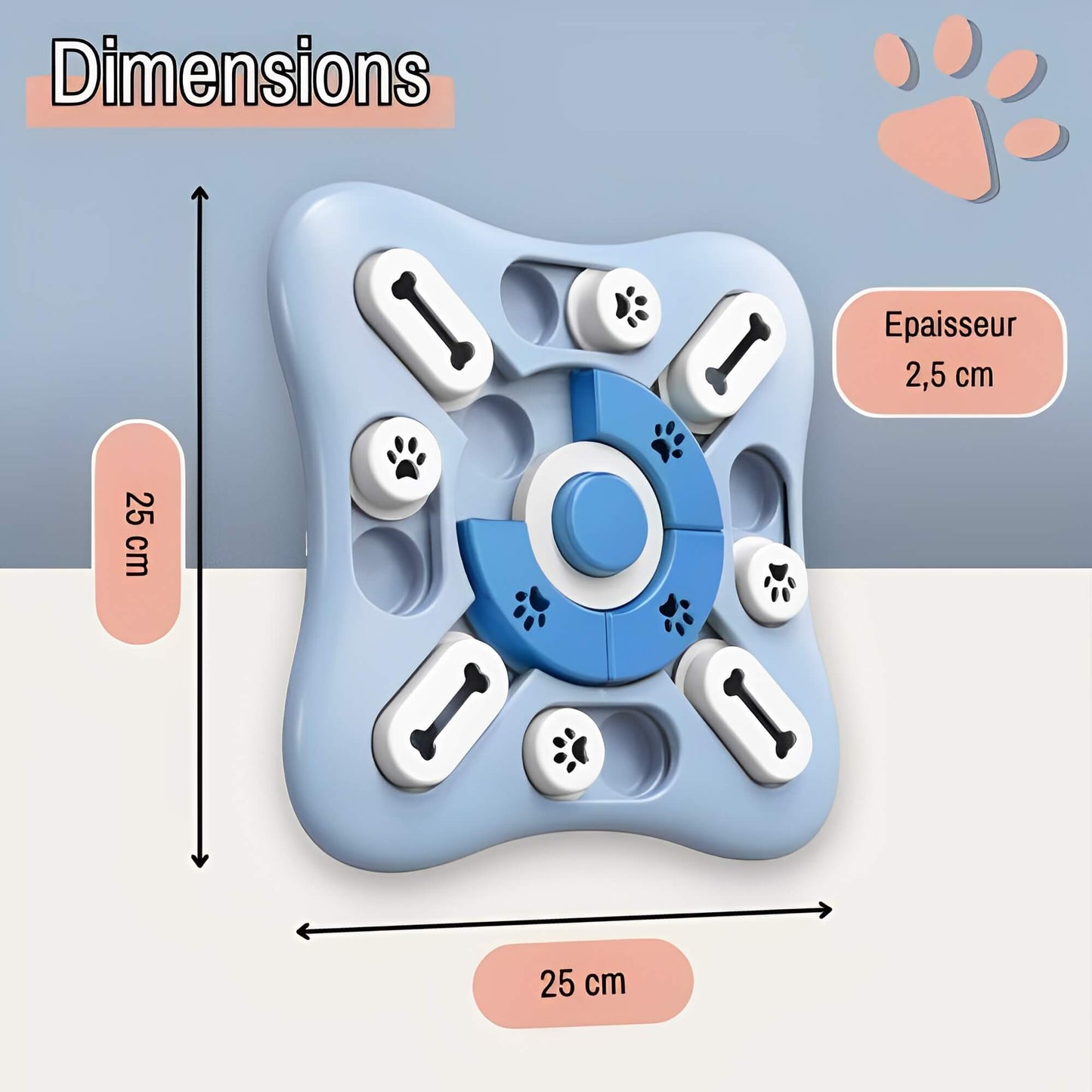 Distributeur de croquettes pour chien JujuFoodPuzzle La Niche De Jules dimensions