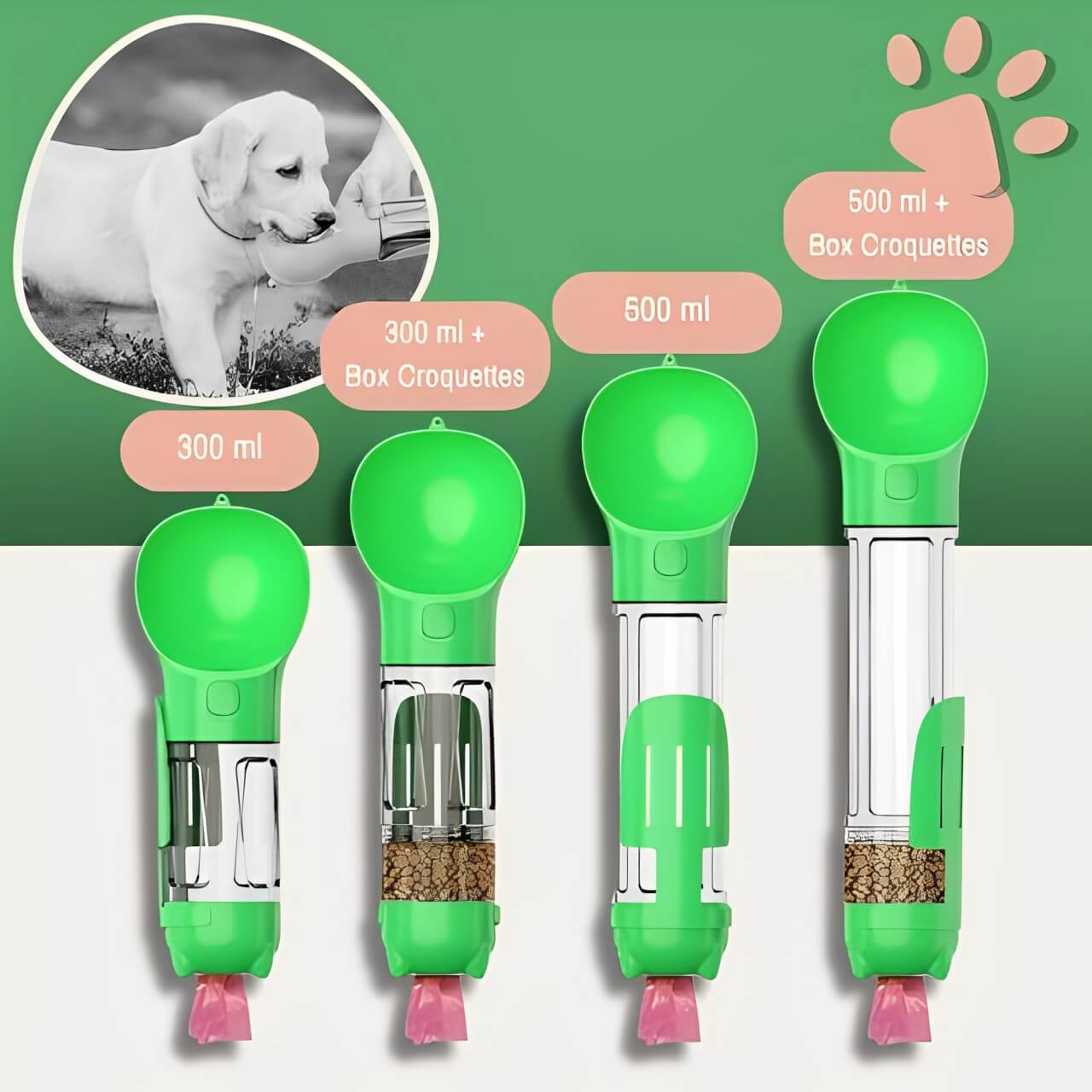 Gourde pour chien multifonction la niche de jules jujugourde vert