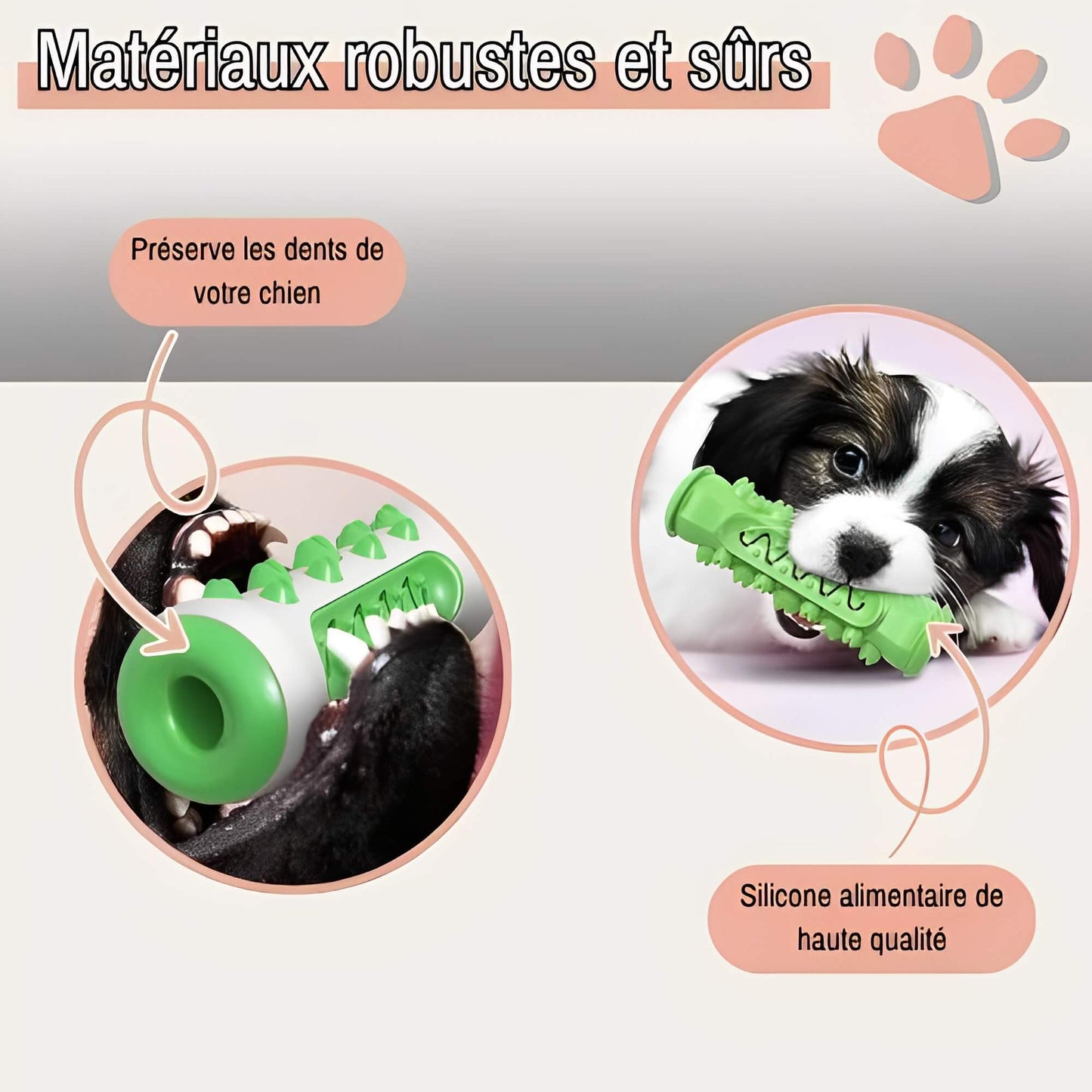 Jouet Pour Chien Brosse a Macher Nettoie Les Dents la niche de jules JuJuChewBrush matériaux robustes et sûrs