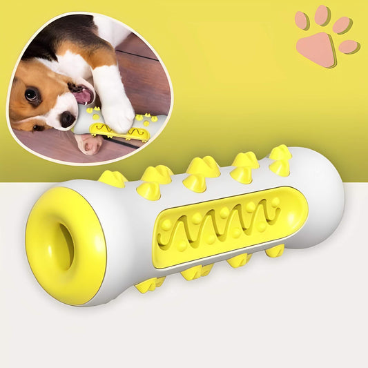 Jouet Pour Chien Brosse a Macher Nettoie Les Dents la niche de jules JuJuChewBrush variante jaune