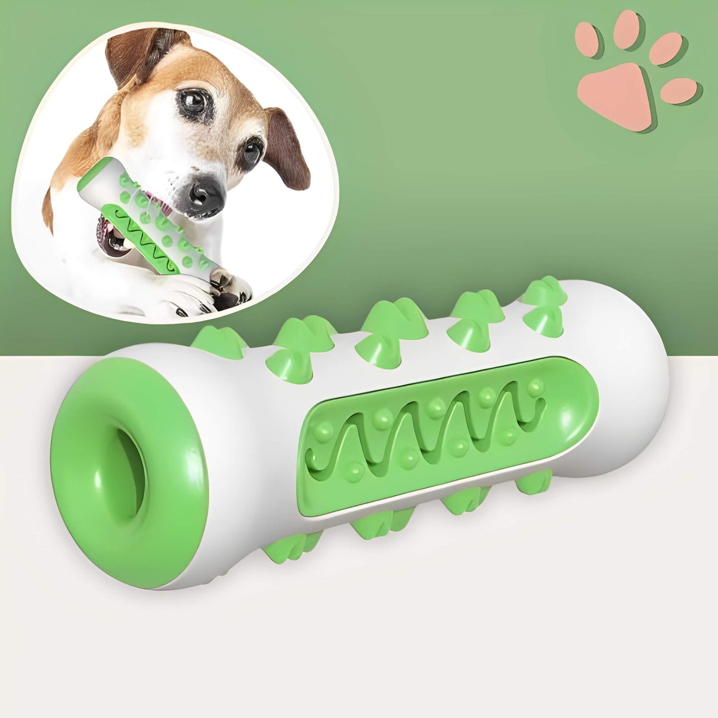 Jouet Pour Chien Brosse a Macher Nettoie Les Dents la niche de jules JuJuChewBrush variante vert
