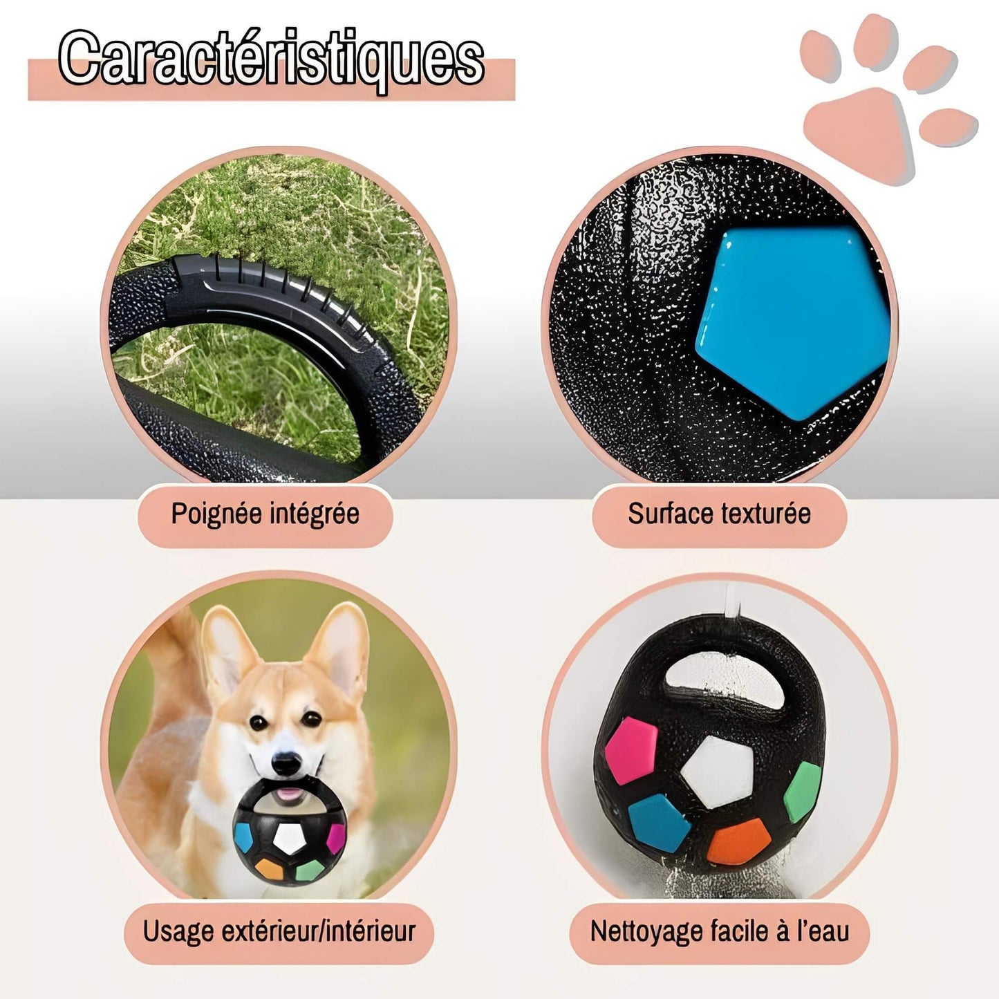 Jouet pour chien Ballon de Foot la niche de Jules JujuFootPlay caractéristiques