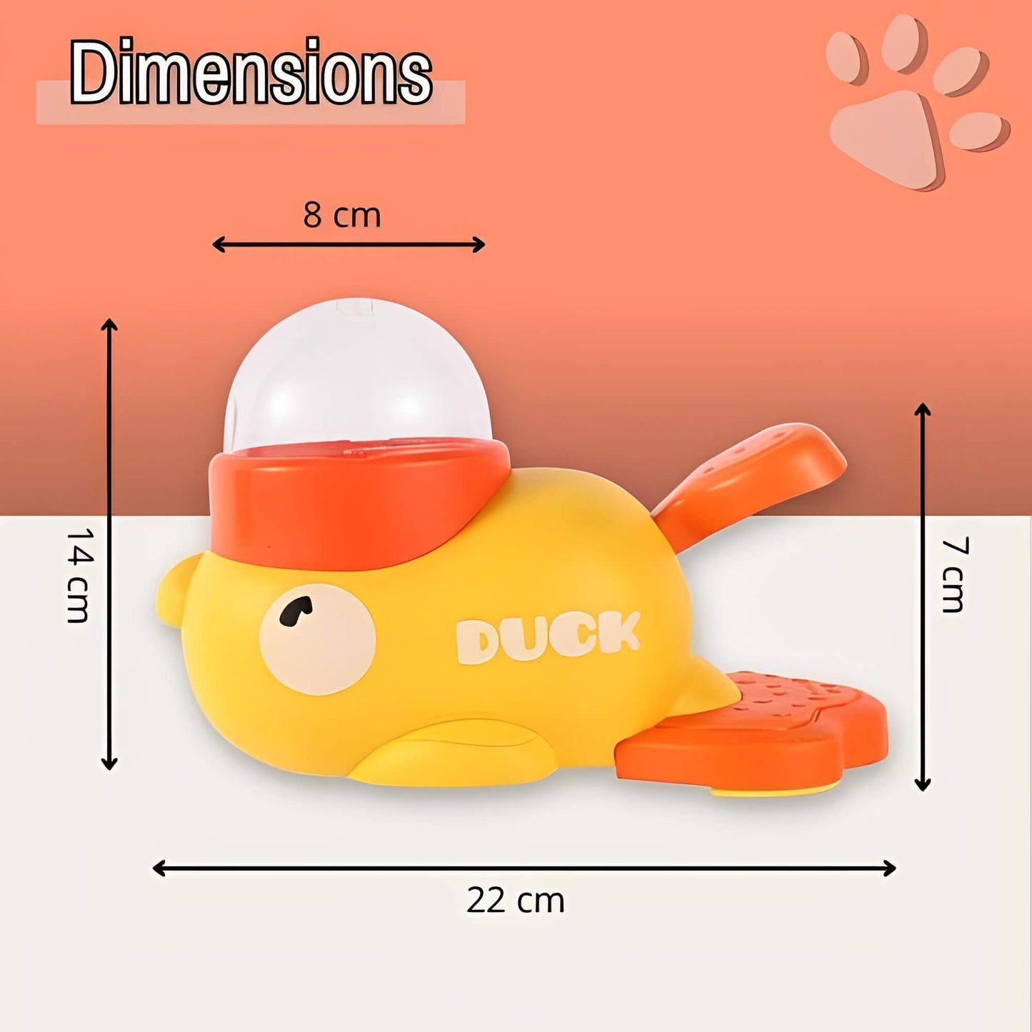 Jouet Distributeur de croquettes pour chats et chiens Interactif JuJuDuckFeeder dimensions