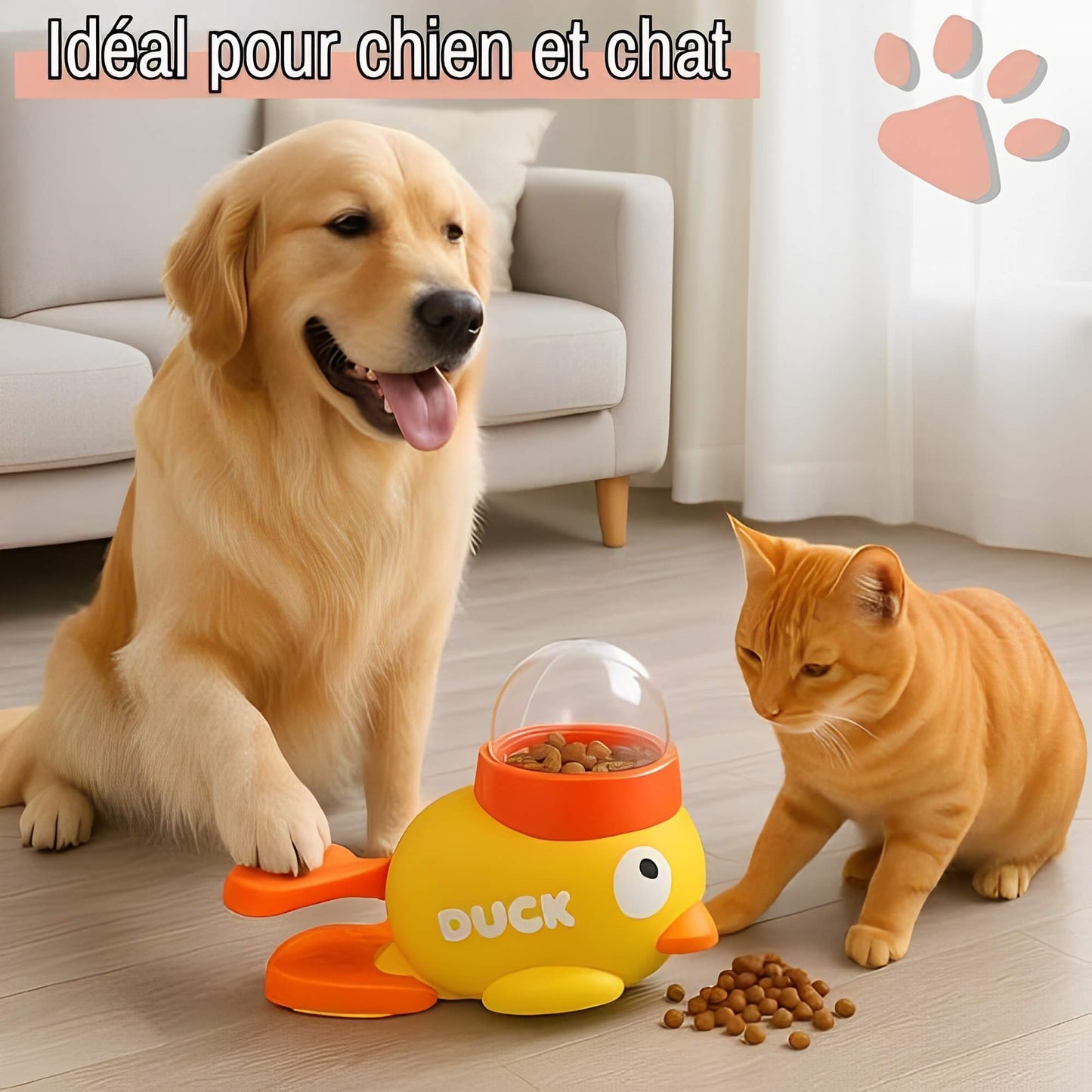 Jouet Distributeur de croquettes pour chats et chiens Interactif JuJuDuckFeeder ideal pour chien et chat