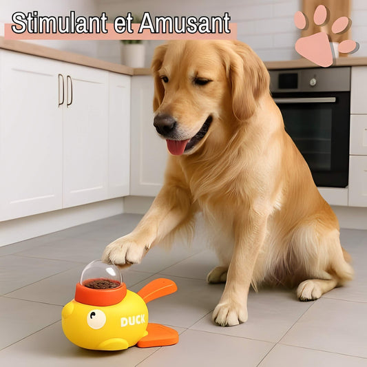 Jouet Distributeur de croquettes pour chats et chiens Interactif JuJuDuckFeeder stimulant et amusant