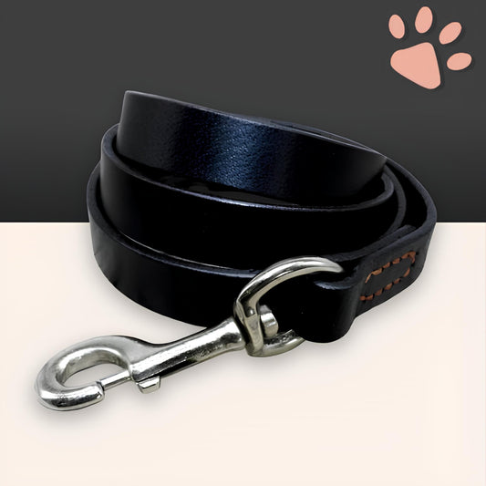 Laisse en cuir veritable pour chien la niche de jules jujuluxeleash noir