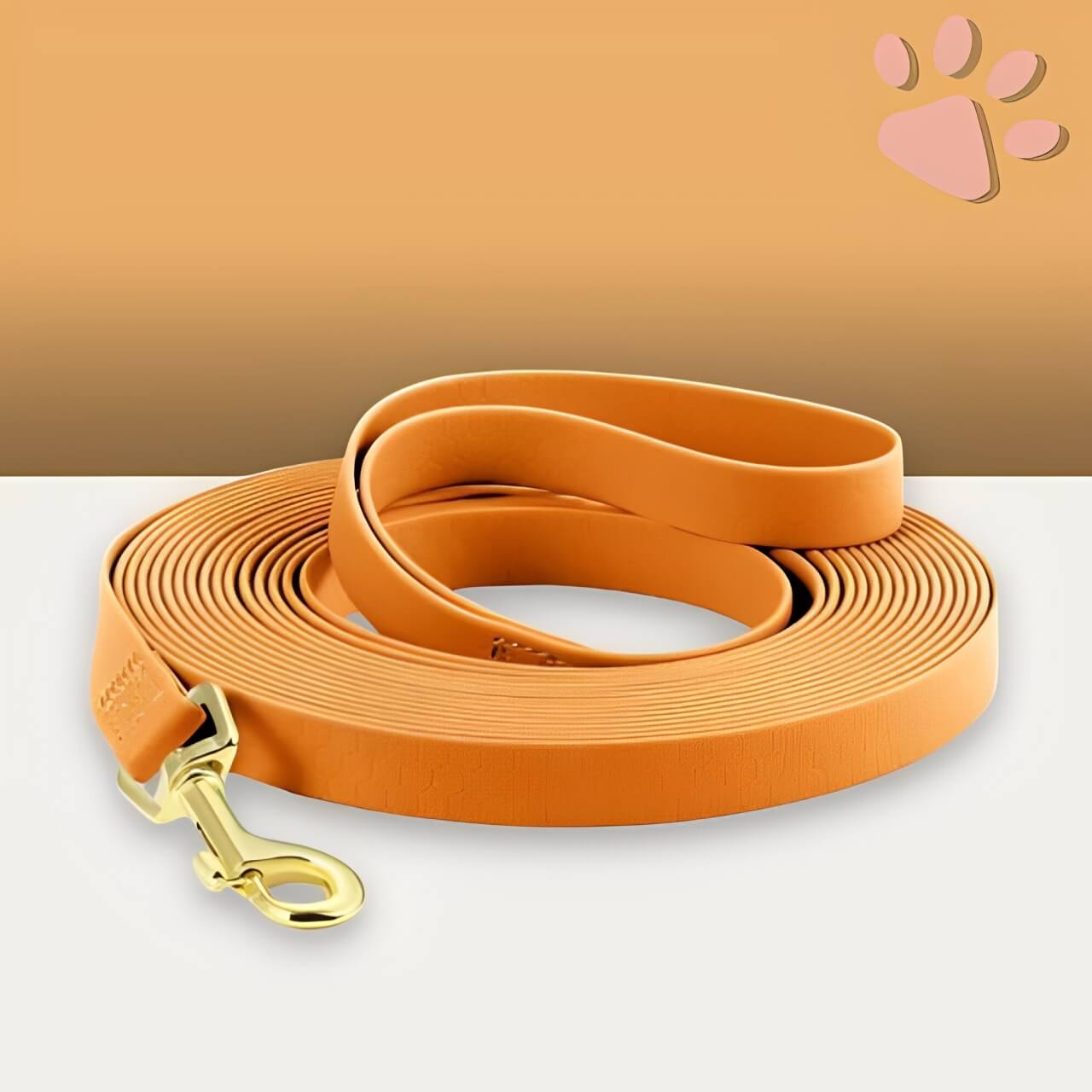 Laisse longe pour chien PVC jujulongepvc la niche de jules orange