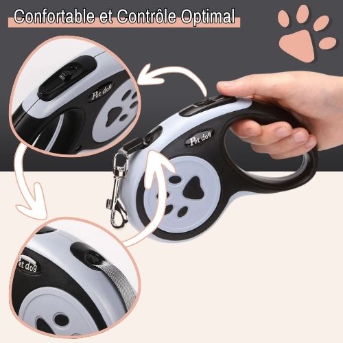 Laisse retractable pour chien jujuretractleash la niche de jules confortable controle optimal