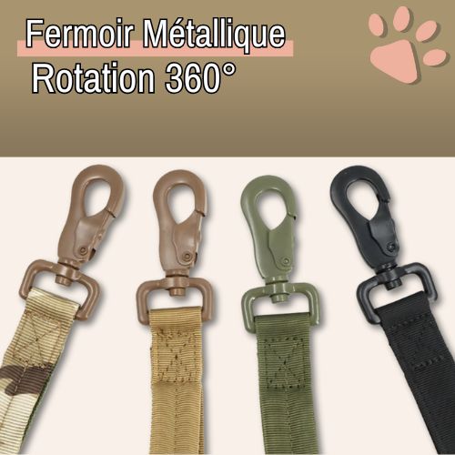 Laisse tactique pour chien style militaire la niche de jules jujutactikLeash fermoir métallique