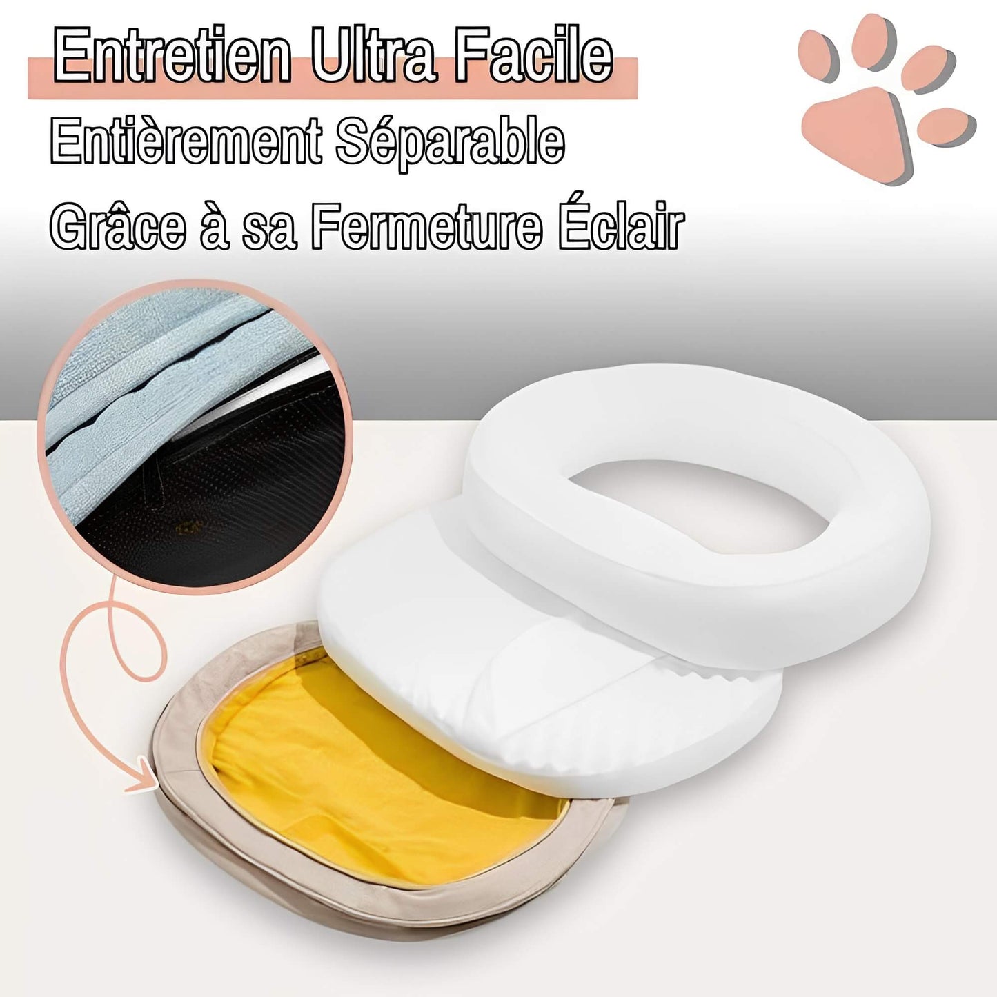 Lit pour Chien Rond Orthopedique Dehoussable Anti Anxiete JuJuCalmNest entretien ultra facile