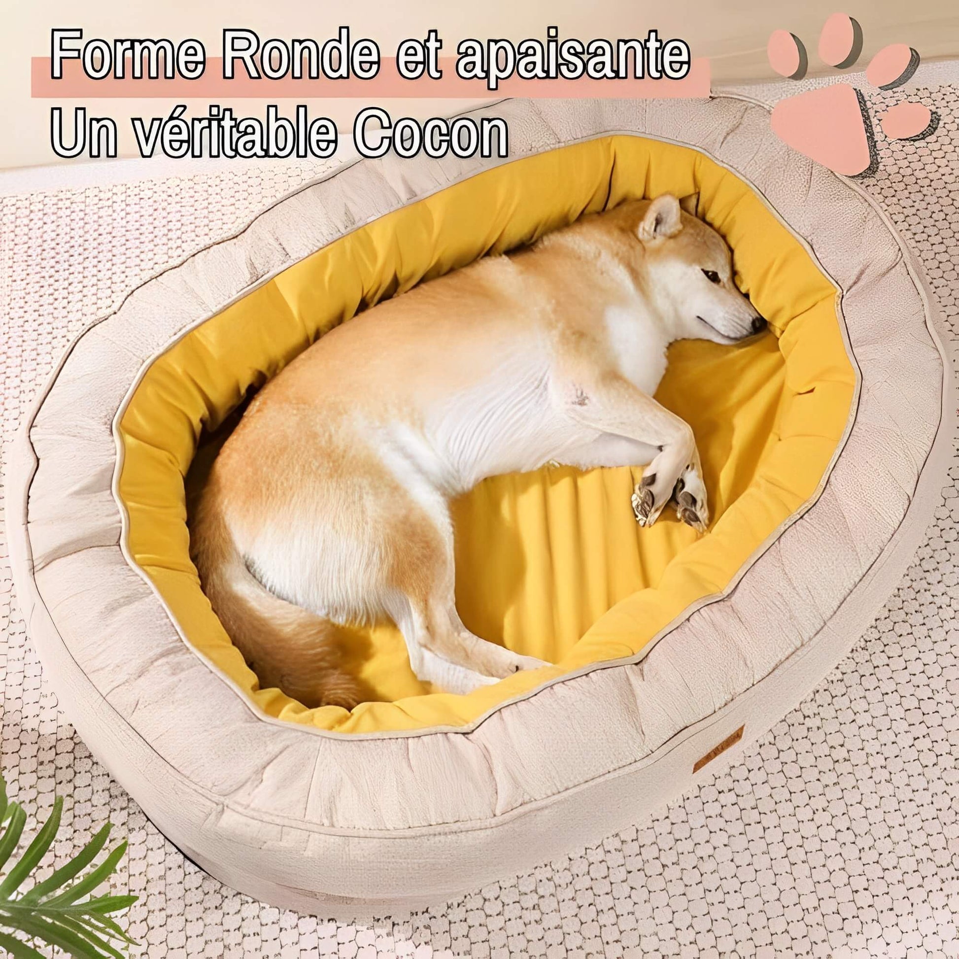 Lit pour Chien Rond Orthopedique Dehoussable Anti Anxiete JuJuCalmNest forme ronde et apaisante veritable cocon