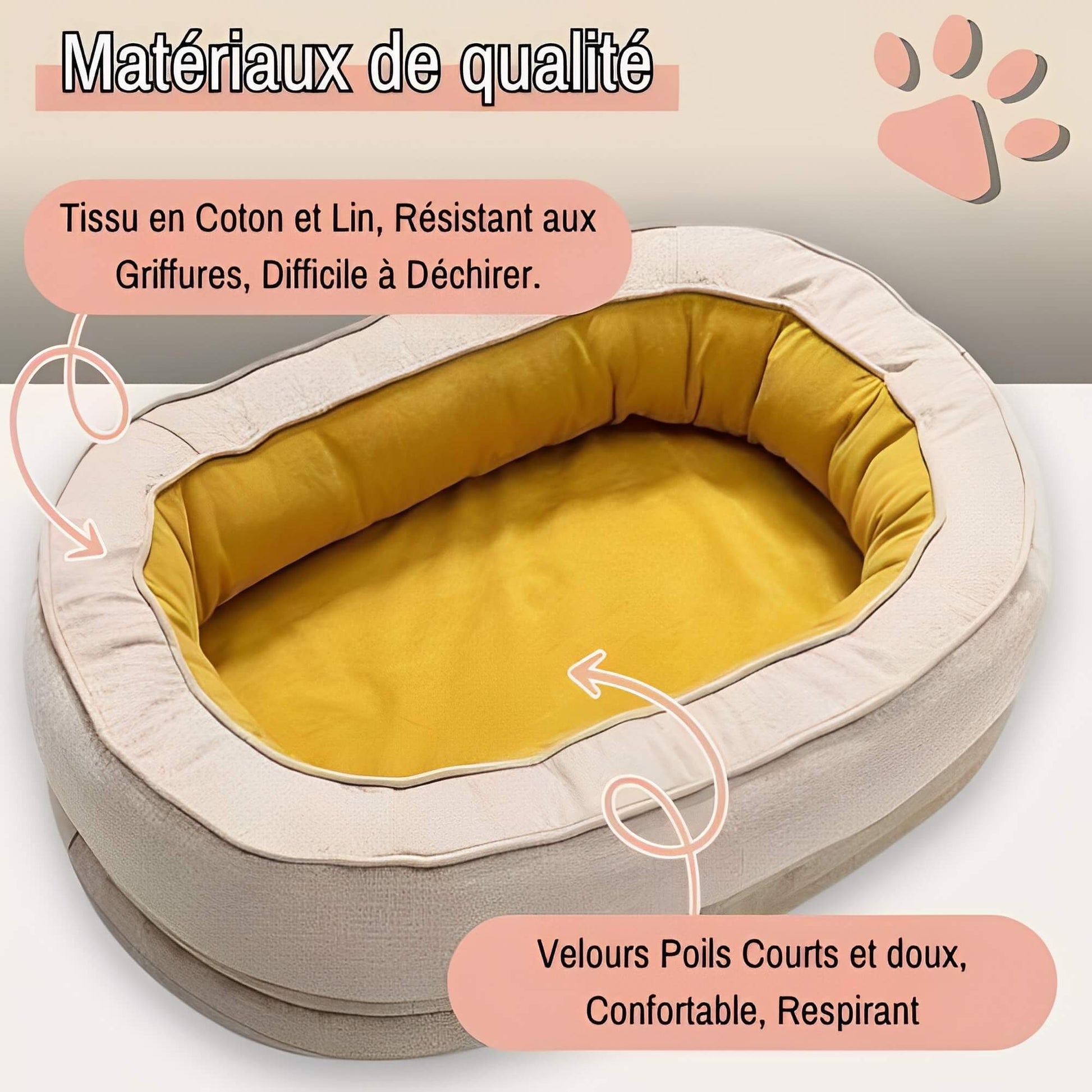 Lit pour Chien Rond Orthopedique Dehoussable Anti Anxiete JuJuCalmNest materiaux de qualite coton