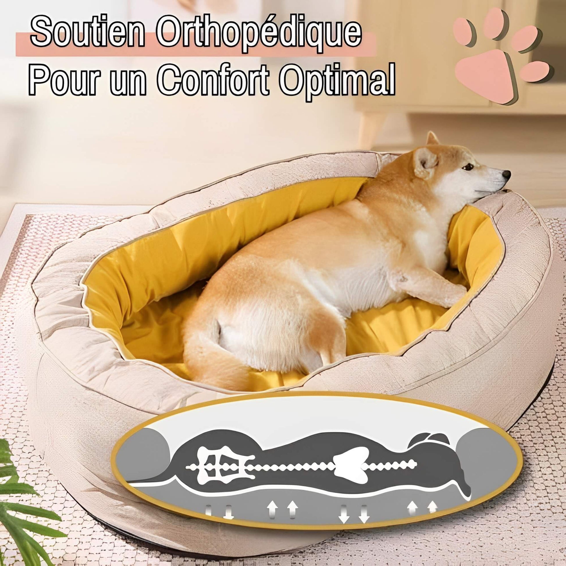 Lit pour Chien Rond Orthopedique Dehoussable Anti Anxiete JuJuCalmNest soutien orthopedique confort optimal