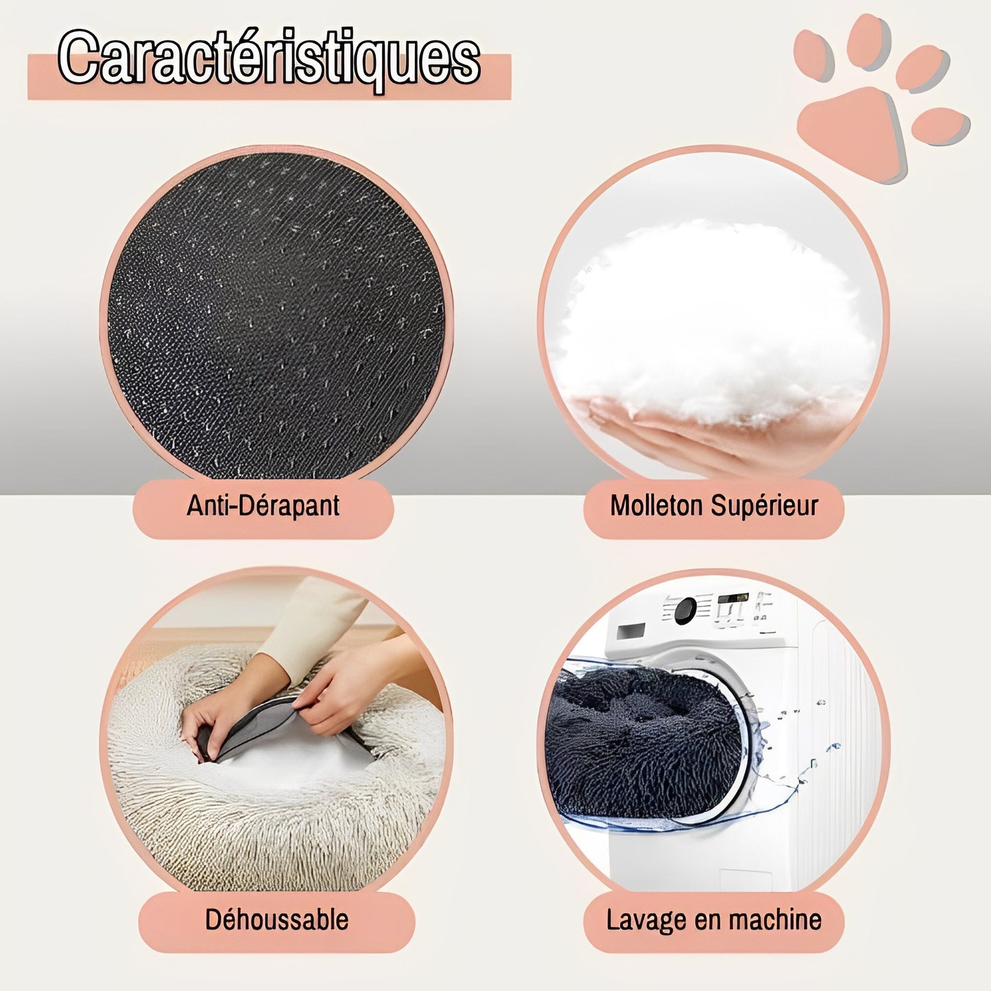 Panier pour chien et chat rond douillet la niche de jules jujudonutdelight caractéristiques