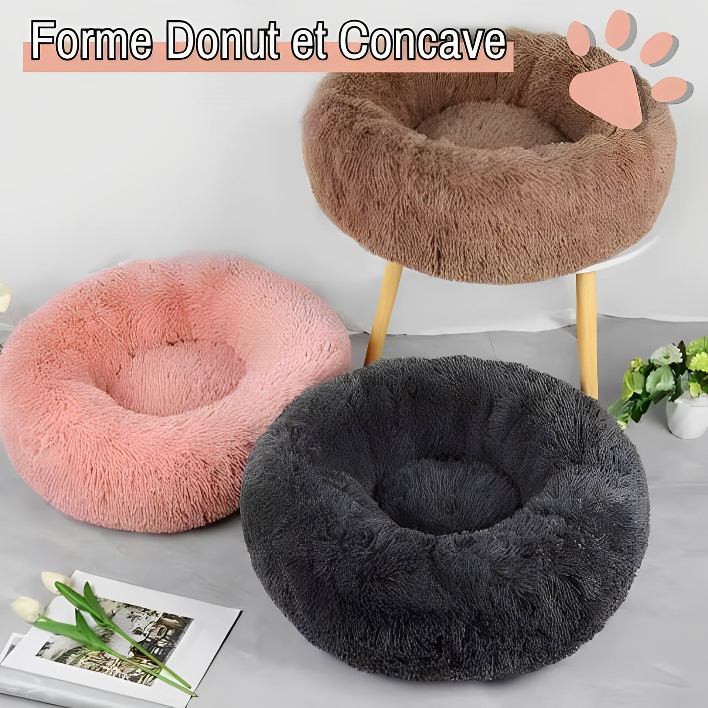 Panier pour chien et chat rond douillet la niche de jules jujudonutdelight forme donut et concave