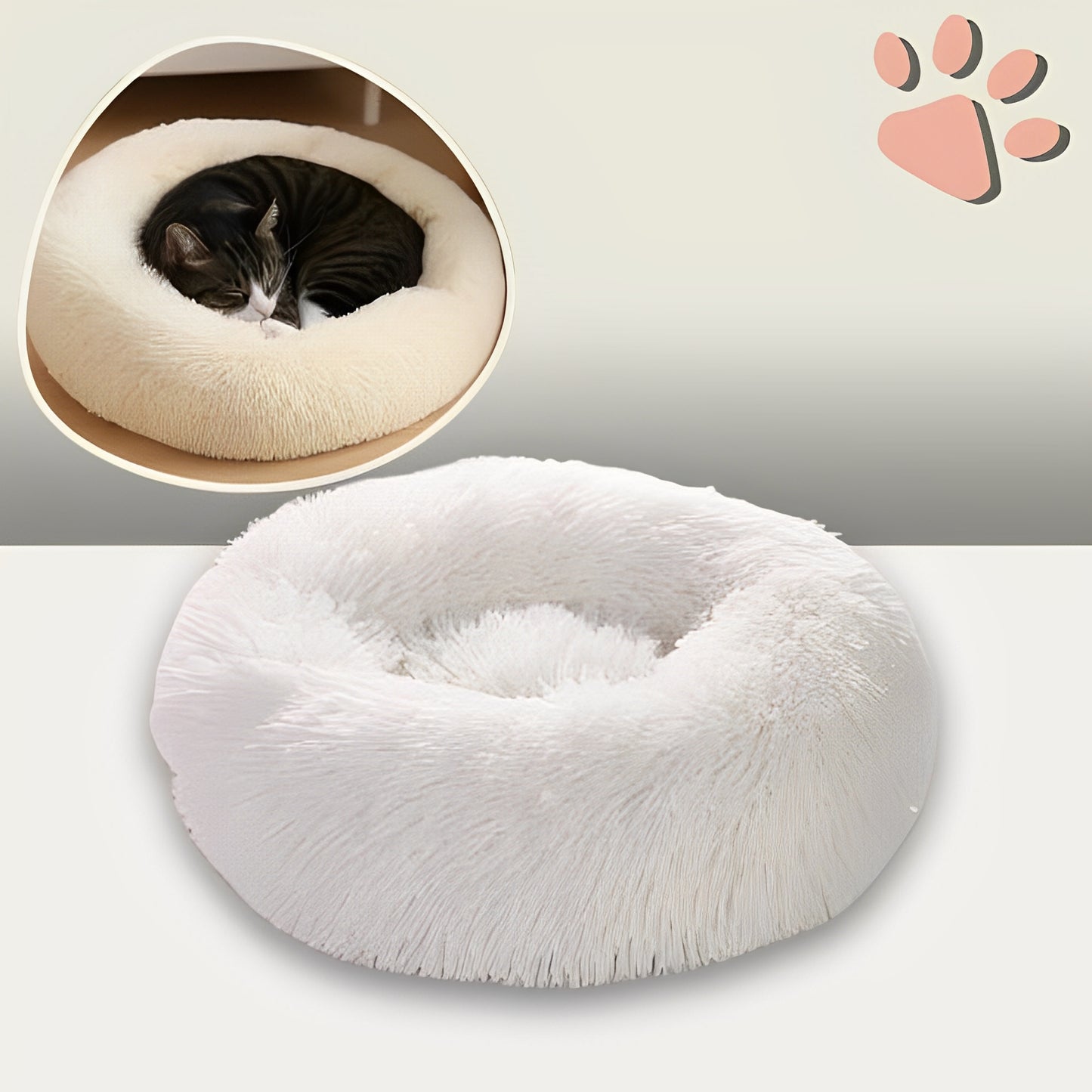 Panier pour chien et chat rond douillet la niche de jules jujudonutdelight variante blanc