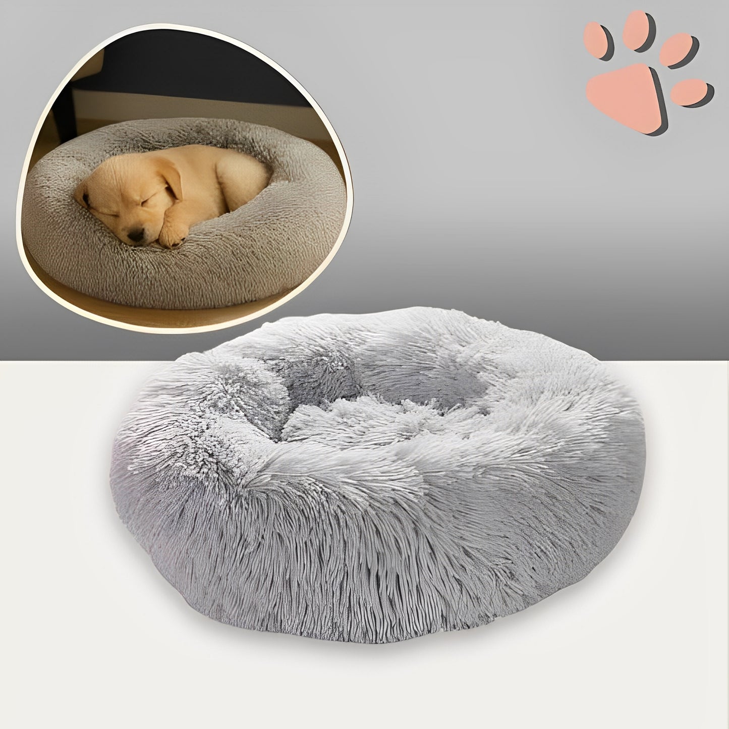 Panier pour chien et chat rond douillet la niche de jules jujudonutdelight variante gris