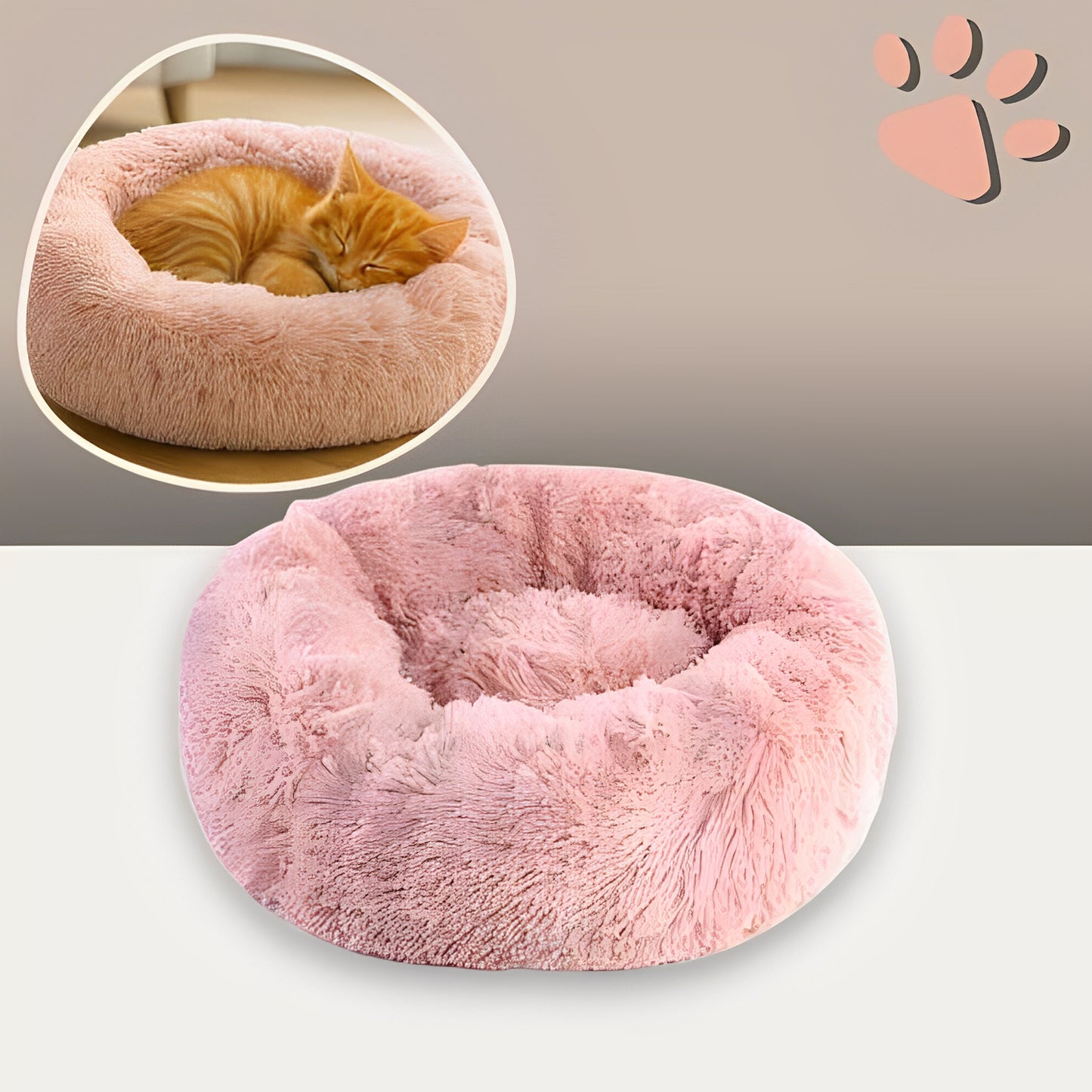 Panier pour chien et chat rond douillet la niche de jules jujudonutdelight variante rose