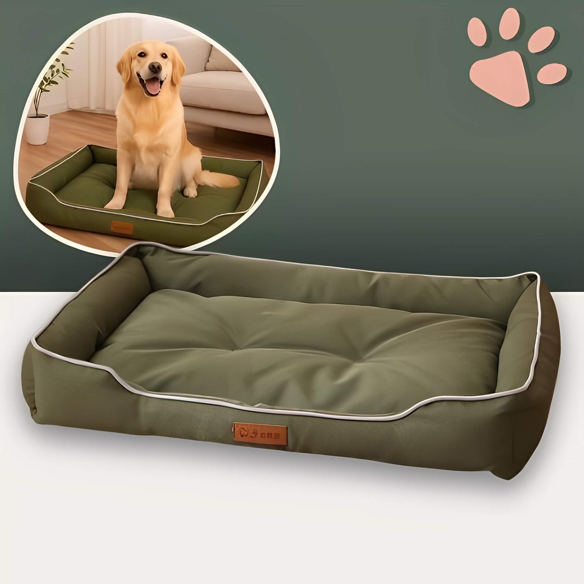 Panier pour chien impermeable nylon JujuProtectBed vert