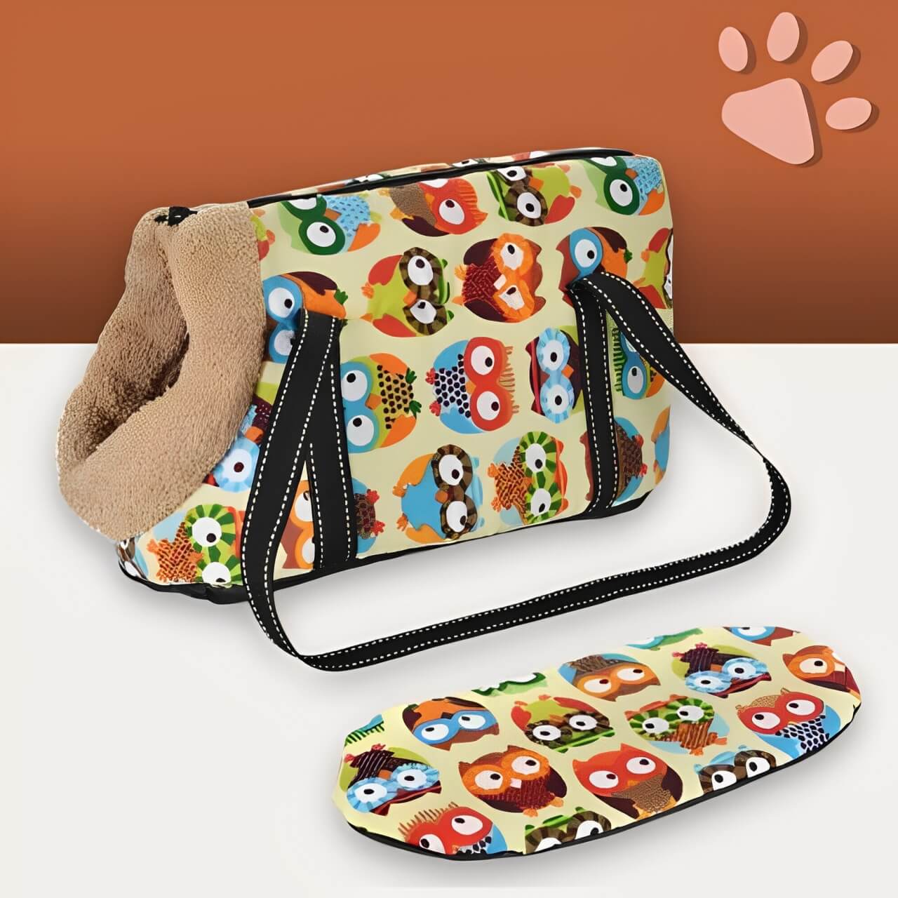 Sac de transport bandouliere pour chien jujucolorbag la niche de jules chouette avec fourrure