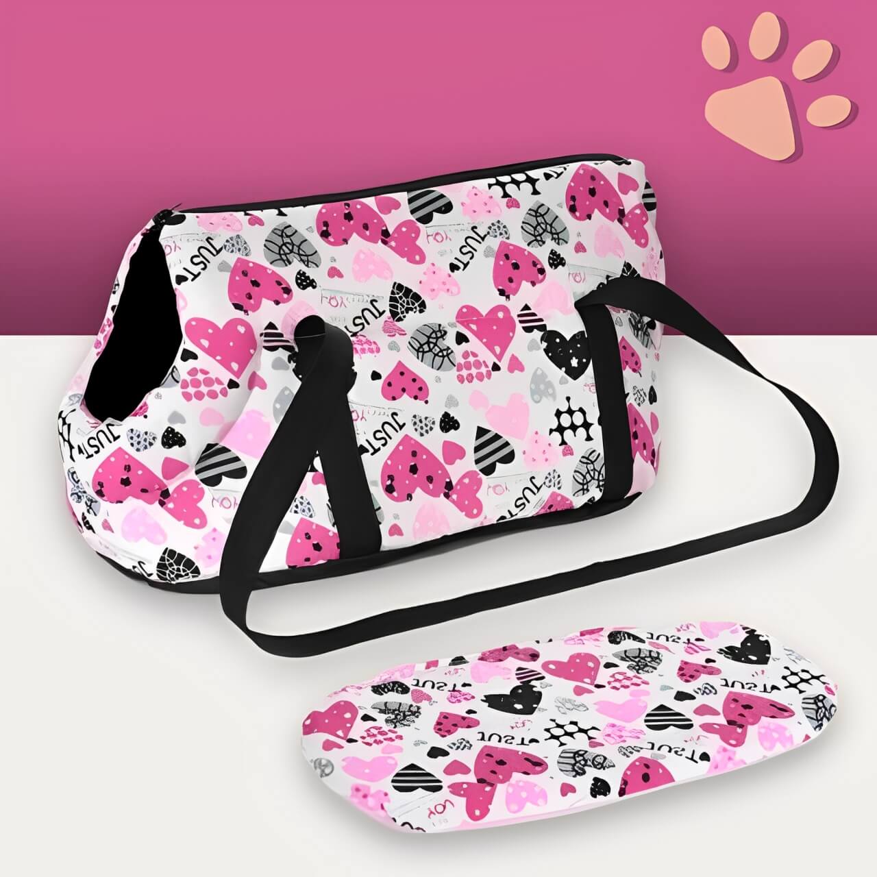 Sac de transport bandouliere pour chien jujucolorbag la niche de jules Coeur sans fourrure