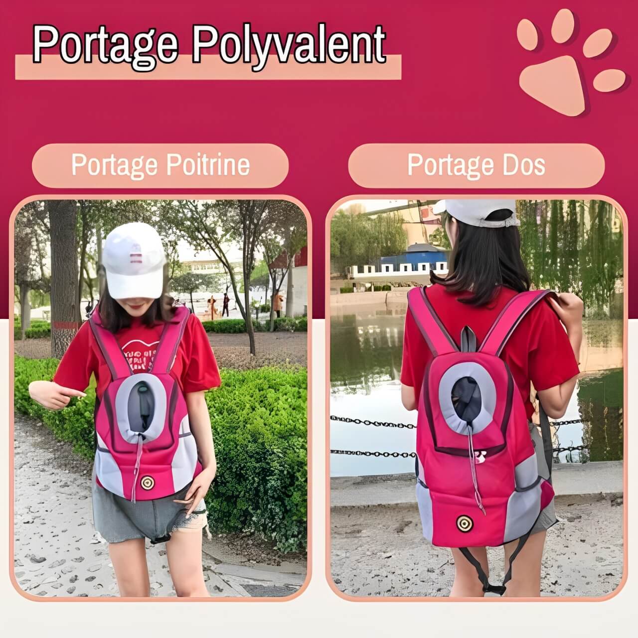 Sac de transport sac a dos pour chien jujubfbag la niche de jules portage dos poitrine