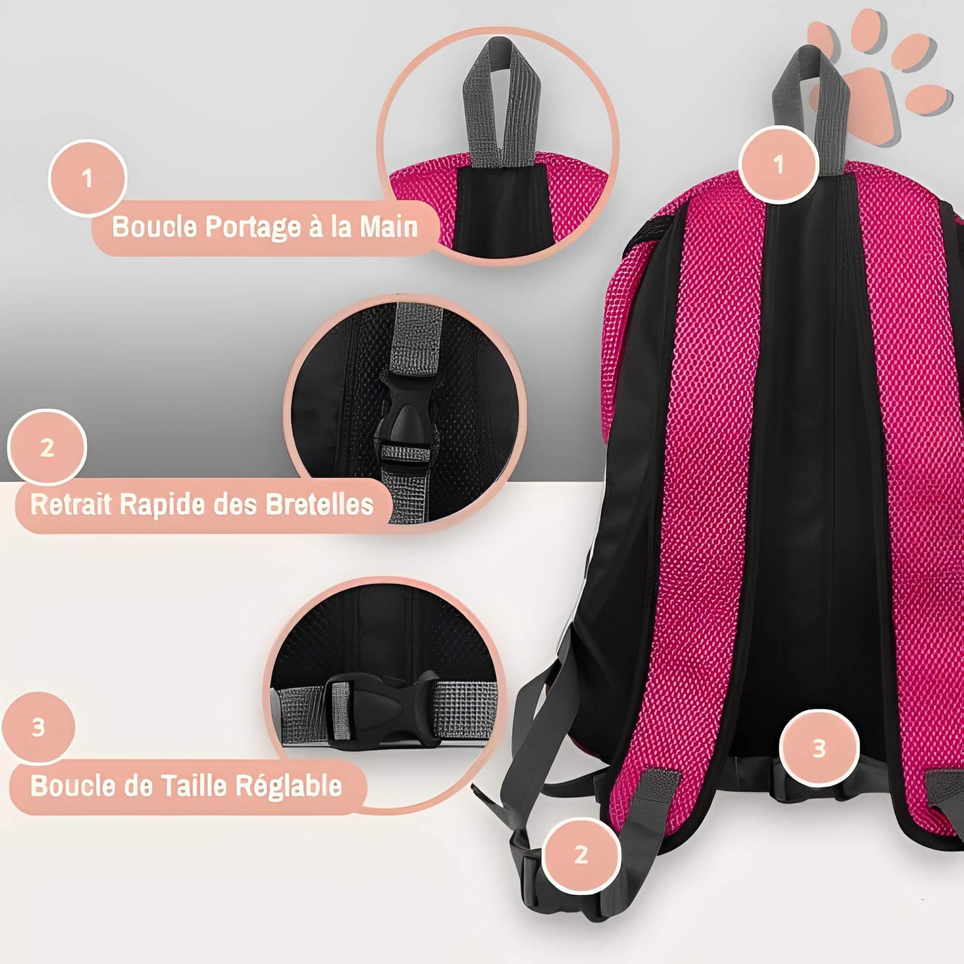 Sac de transport sac a dos pour chien jujubfbag la niche de jules détails arriere