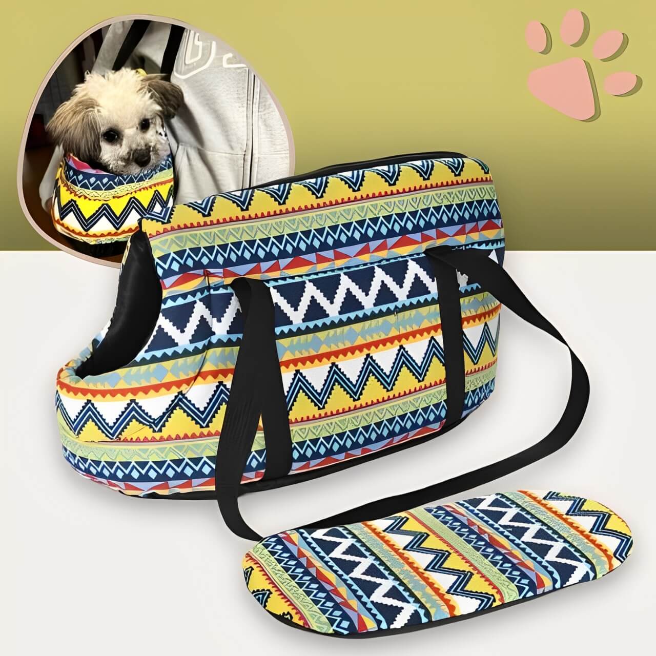 Sac de transport bandouliere pour chien jujucolorbag la niche de jules zigzag sans fourrure