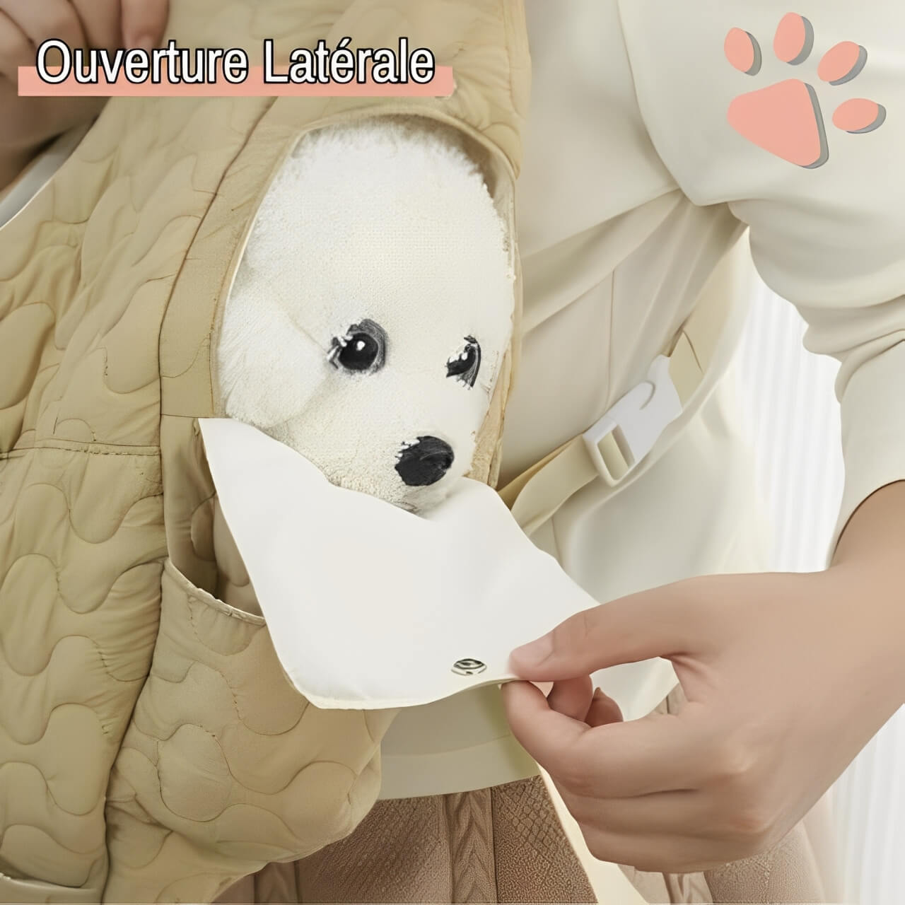 Sac de transport pour chien jujufrontbag la niche de jules ouverture latérale