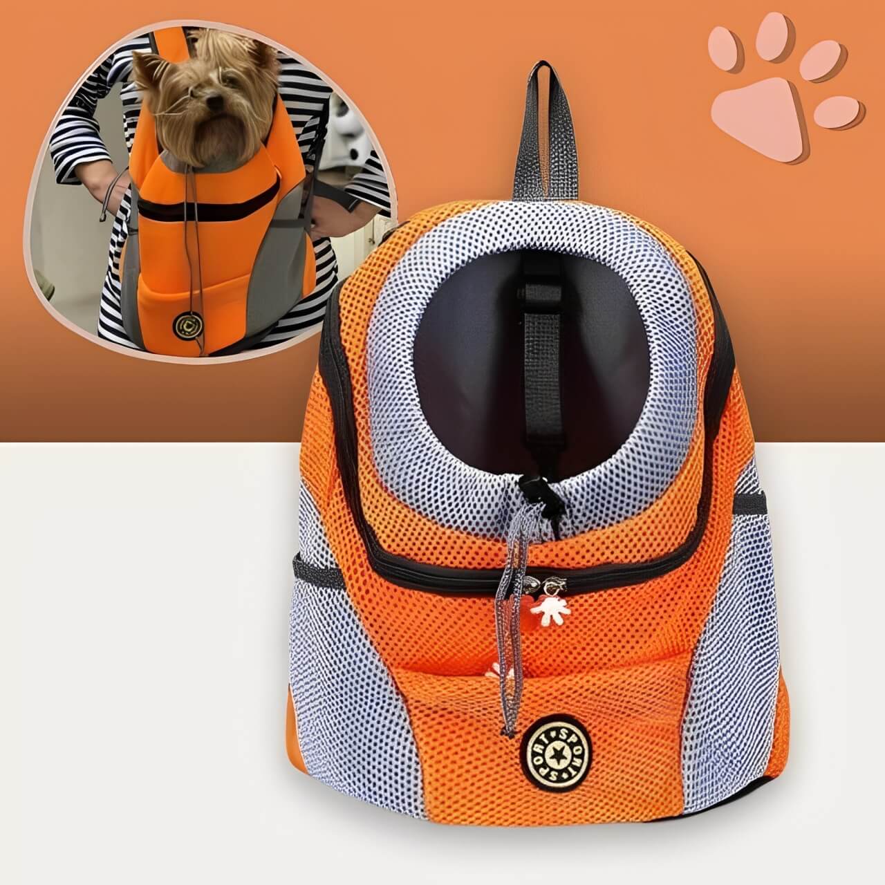Sac de transport sac a dos pour chien jujubfbag la niche de jules orange