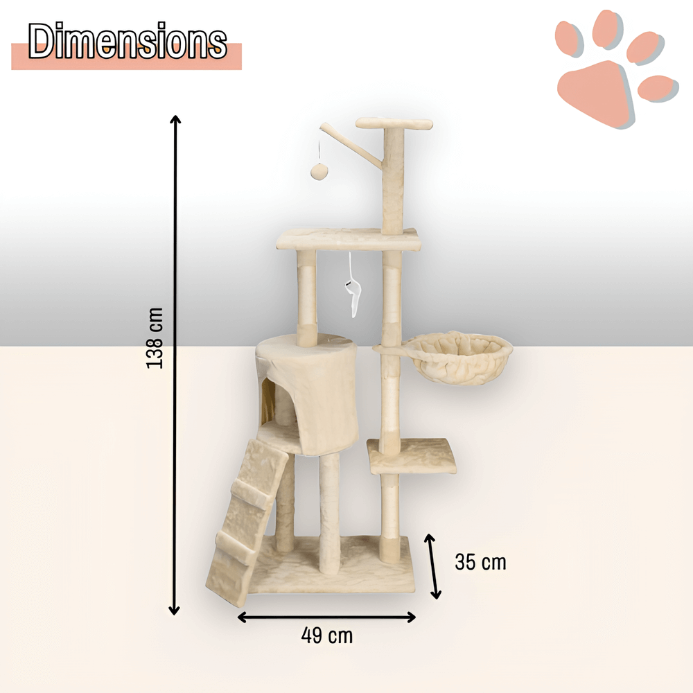 arbre a chat grand format JujuLukiNinjaWarrior la niche de jules dimensions gris ecru