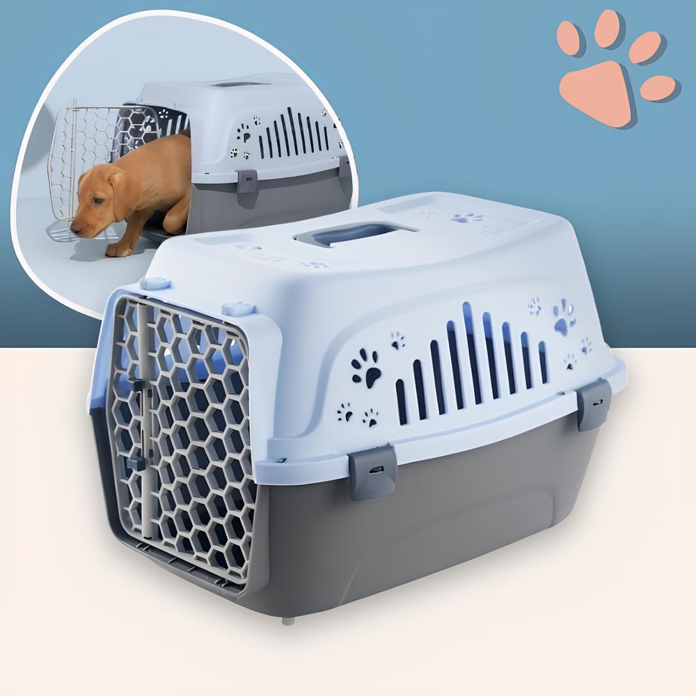 cage de transport pour chien ou chat compagnie aerienne jujutranspet la niche de jules bleu