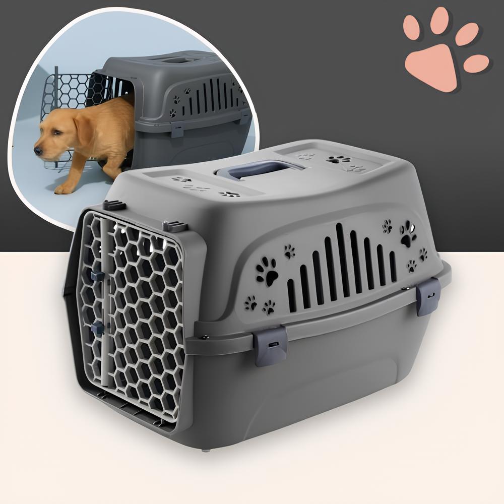 cage de transport pour chien ou chat compagnie aerienne jujutranspet la niche de jules gris foncé