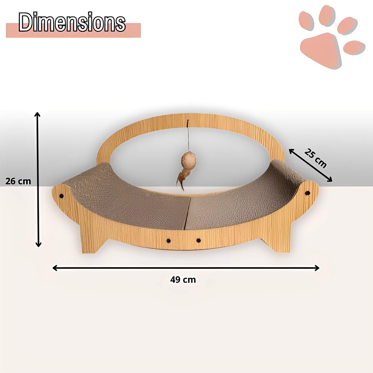griffoir pour chat forme panier avec jouet JujuLukiEcoStratch dimensions
